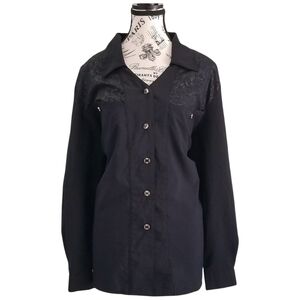 90s black monochrome western shirt